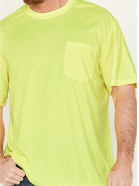 Men's Hi Vis Yellow Pique Knit Pocket Tee